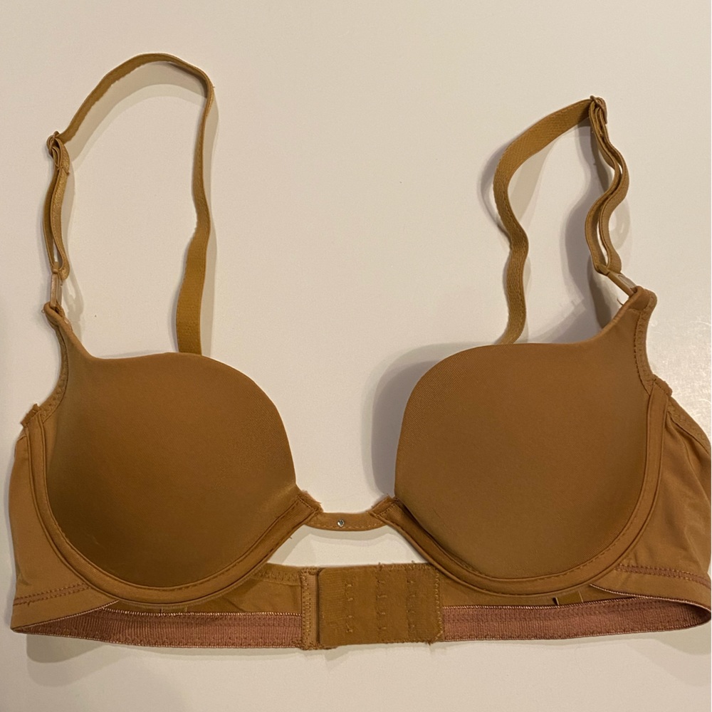 34B F.I.T. Demi Cup Bra Convertible to Crossed X Strapless Dark Skin Tone Tan
